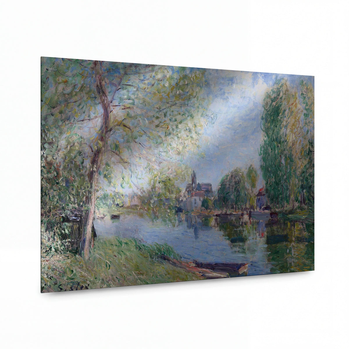 Obraz Alfred Sisley — Jaro v Moret na řece Loing — umělecký kovový obraz s vysokým leskem