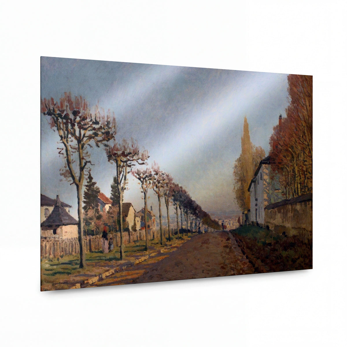 Obraz Alfred Sisley — The Road of Machine, Louveciennes — kovová reprodukce s vysokým leskem — kovová reprodukce s vysokým leskem