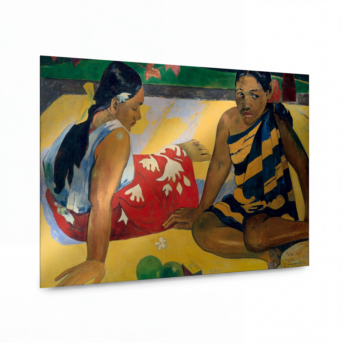 Obraz Paul Gauguin — Parau Api (What News) — umělecký kovový obraz s vysokým leskem — umělecký kovový obraz s vysokým leskem
