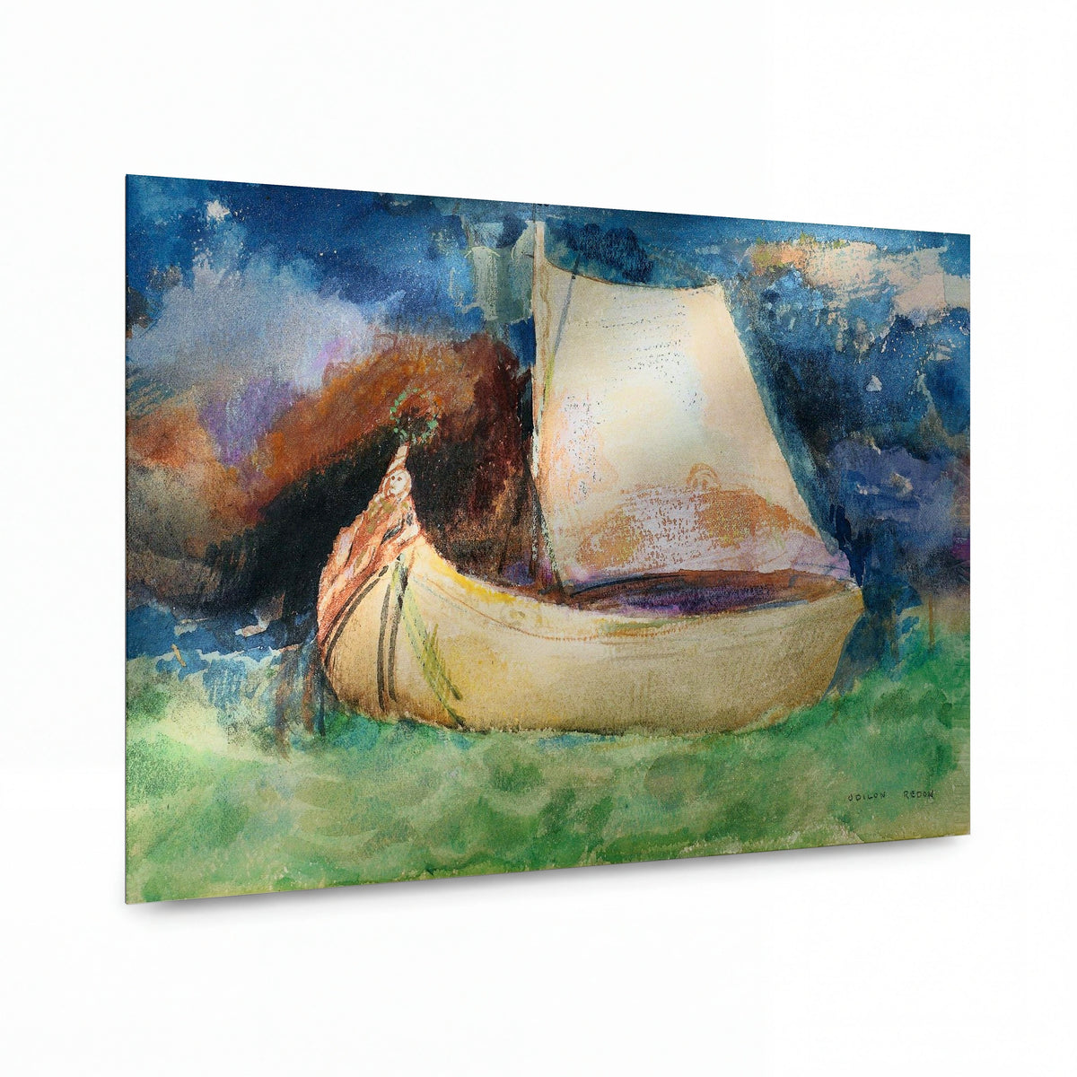 Obraz Odilon Redon — The Boat — prémiová reprodukce na kovovém panelu — prémiová reprodukce na kovovém panelu