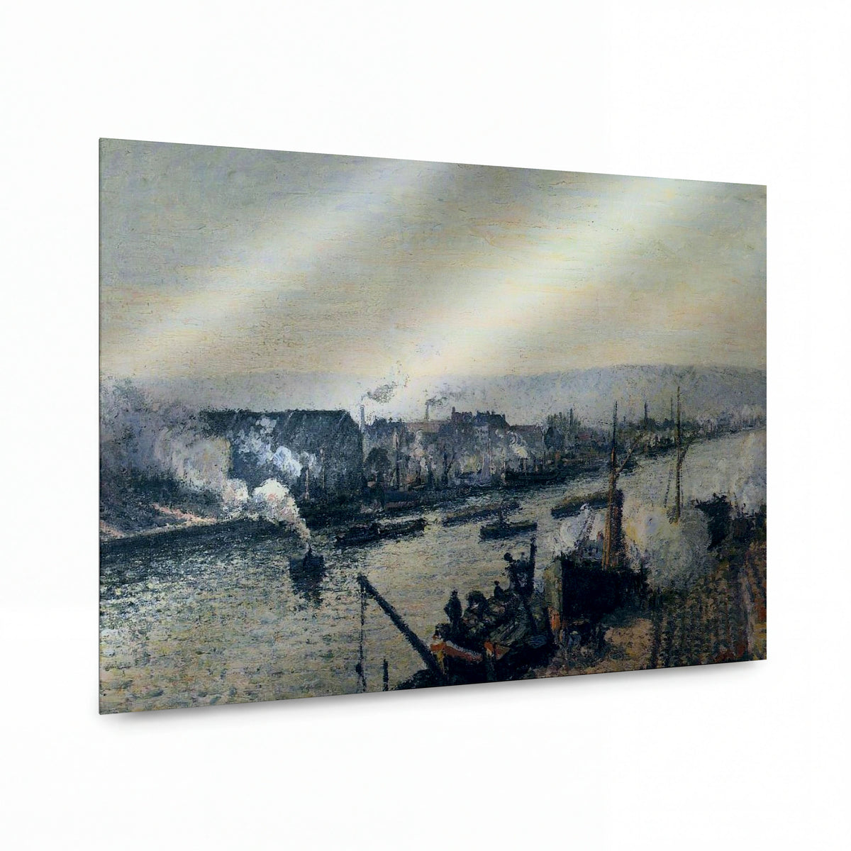 Obraz Camille Pissarro — Přístav v Rouenu Saint-Sever — umělecký kovový obraz s vysokým leskem — umělecký kovový obraz s vysokým leskem