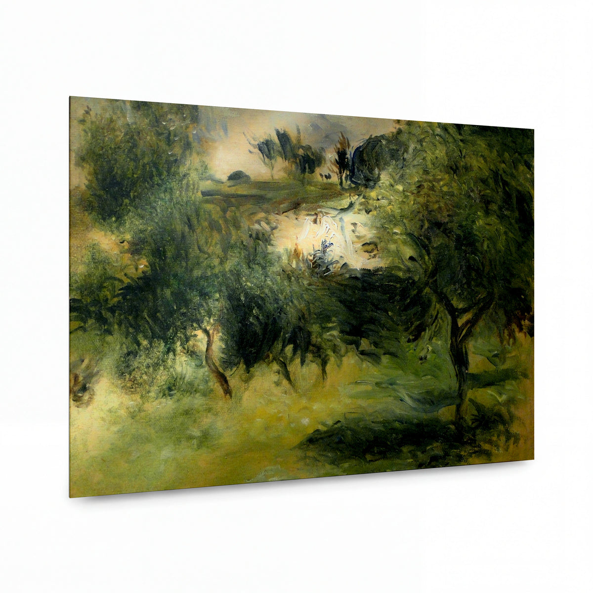 Obraz Pierre Auguste Renoir — Landscape with Trees 02 — kovový obraz na hliníkovém panelu — kovový obraz na hliníkovém panelu