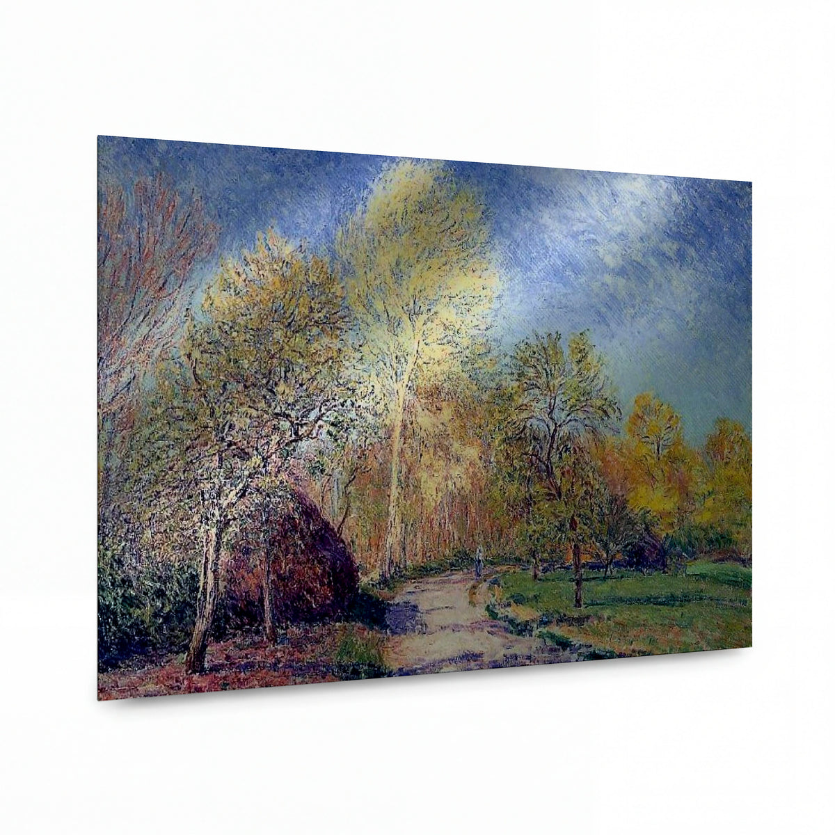 Obraz Alfred Sisley — A May Morning in Moret, 1886 — reprodukce na lesklém hliníkovém panelu — reprodukce na lesklém hliníkovém panelu
