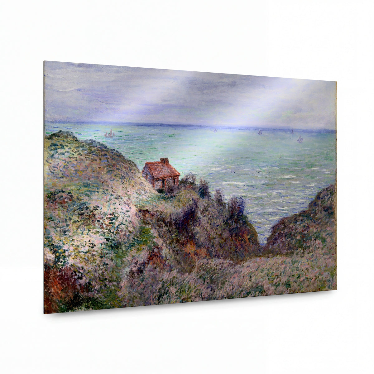 Obraz Claude Monet — Chata na útesu u moře — kovový obraz s vysokým leskem