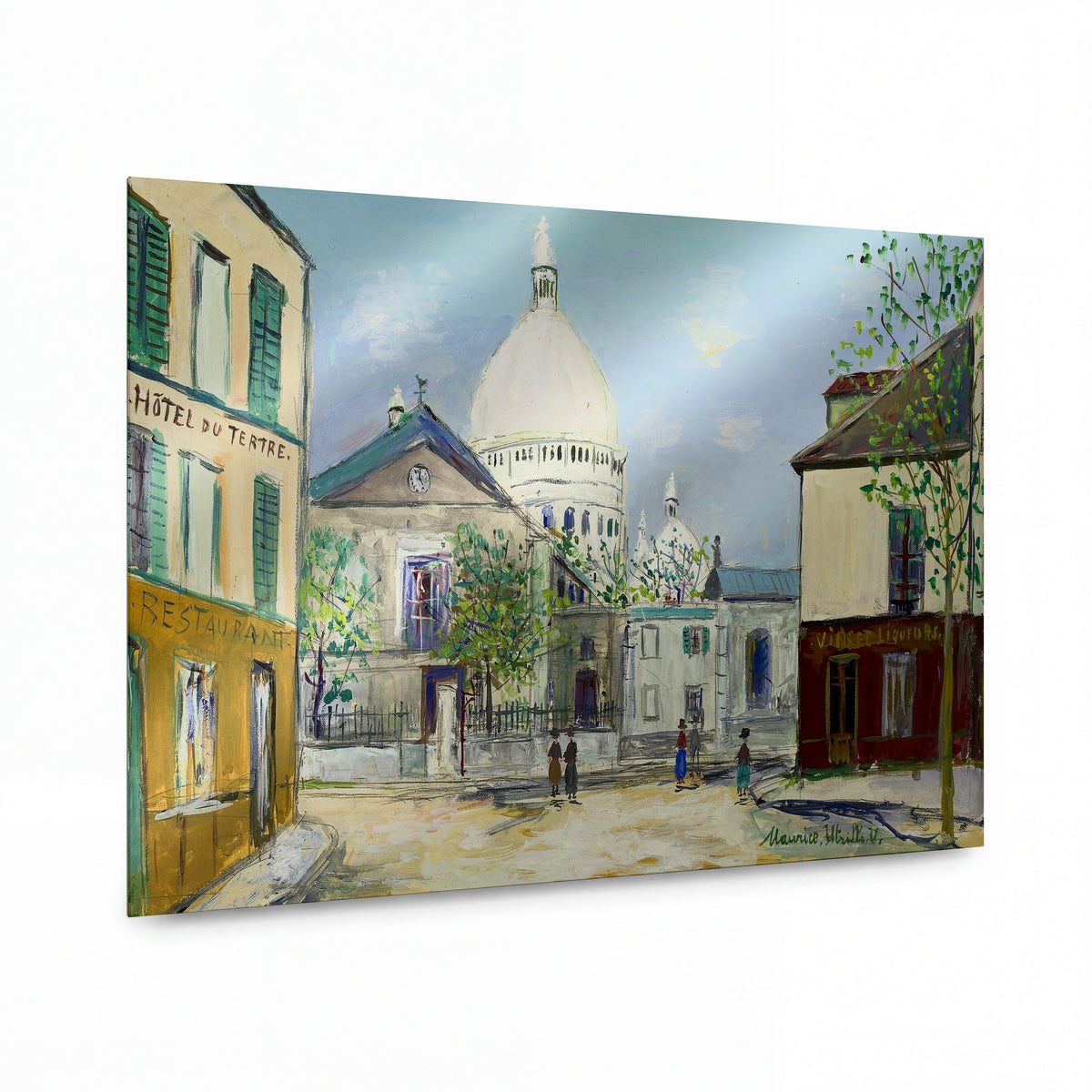 Obraz Maurice Utrillo — Tertre Square and Sacre-Coeur — kovový obraz na hliníkovém panelu