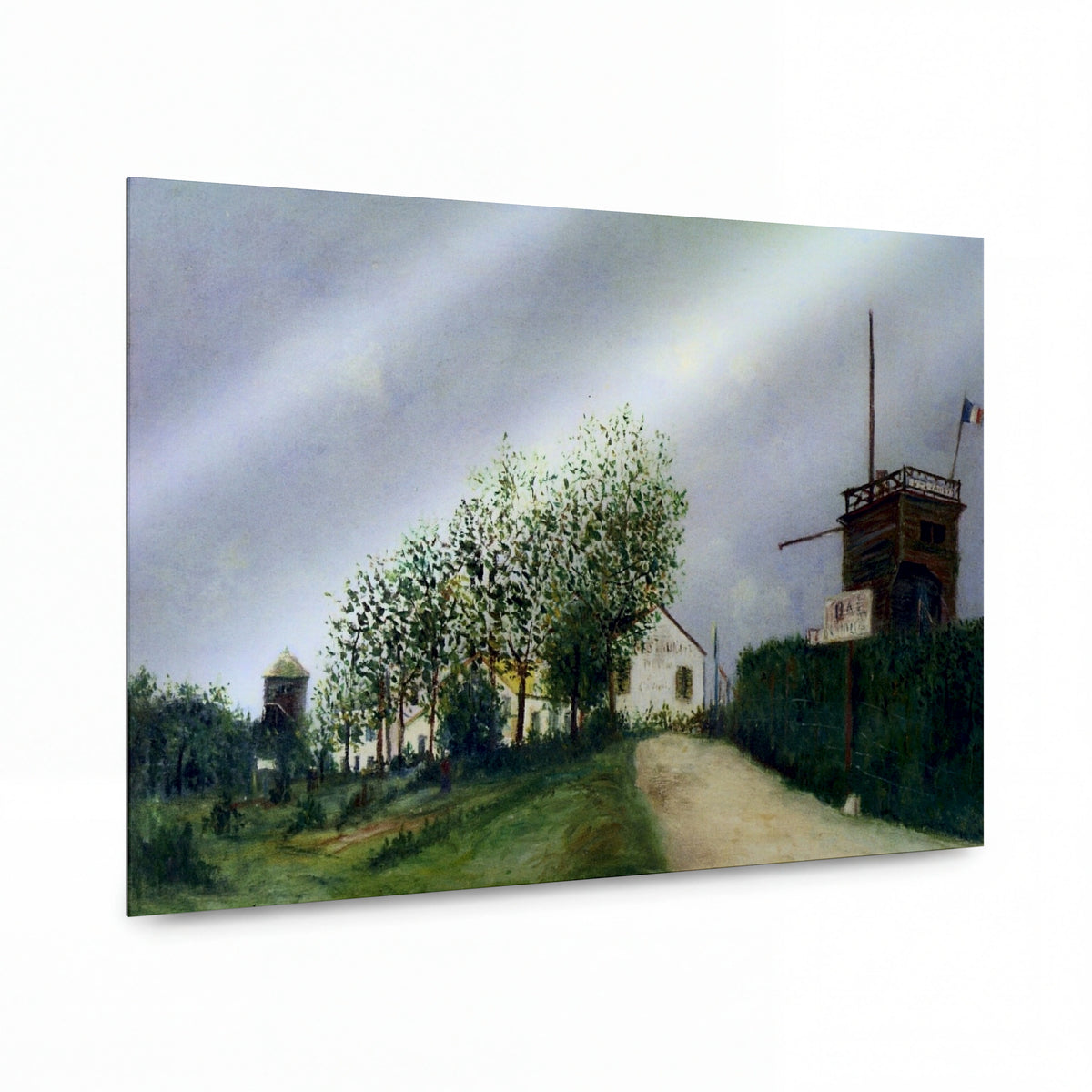 Obraz Maurice Utrillo — The Windmill at Sannois — umělecký kovový obraz s vysokým leskem — umělecký kovový obraz s vysokým leskem