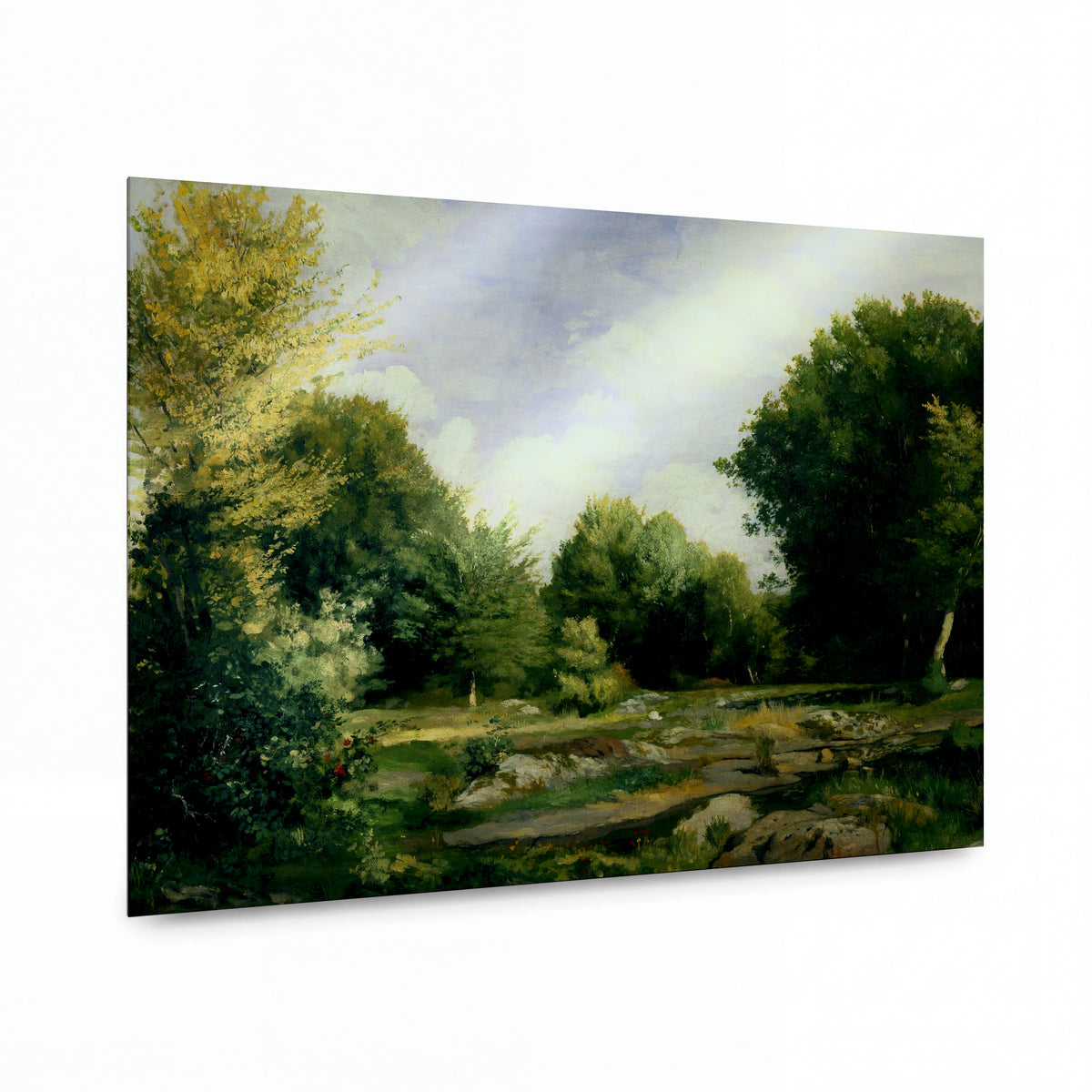 Obraz Pierre-Auguste Renoir — A Clearing in the Woods — umělecký kovový obraz s vysokým leskem — umělecký kovový obraz s vysokým leskem