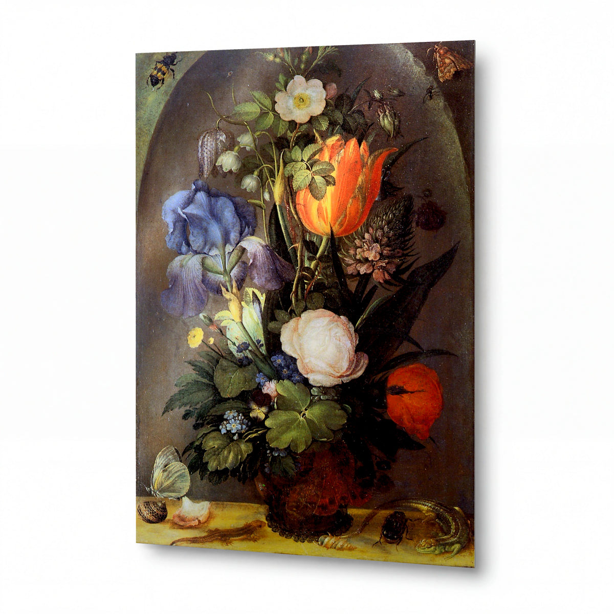 Obraz Pierre Auguste Renoir — Zátiší s květinami ve váze — luxusní reprodukce na kovu — luxusní reprodukce na kovu