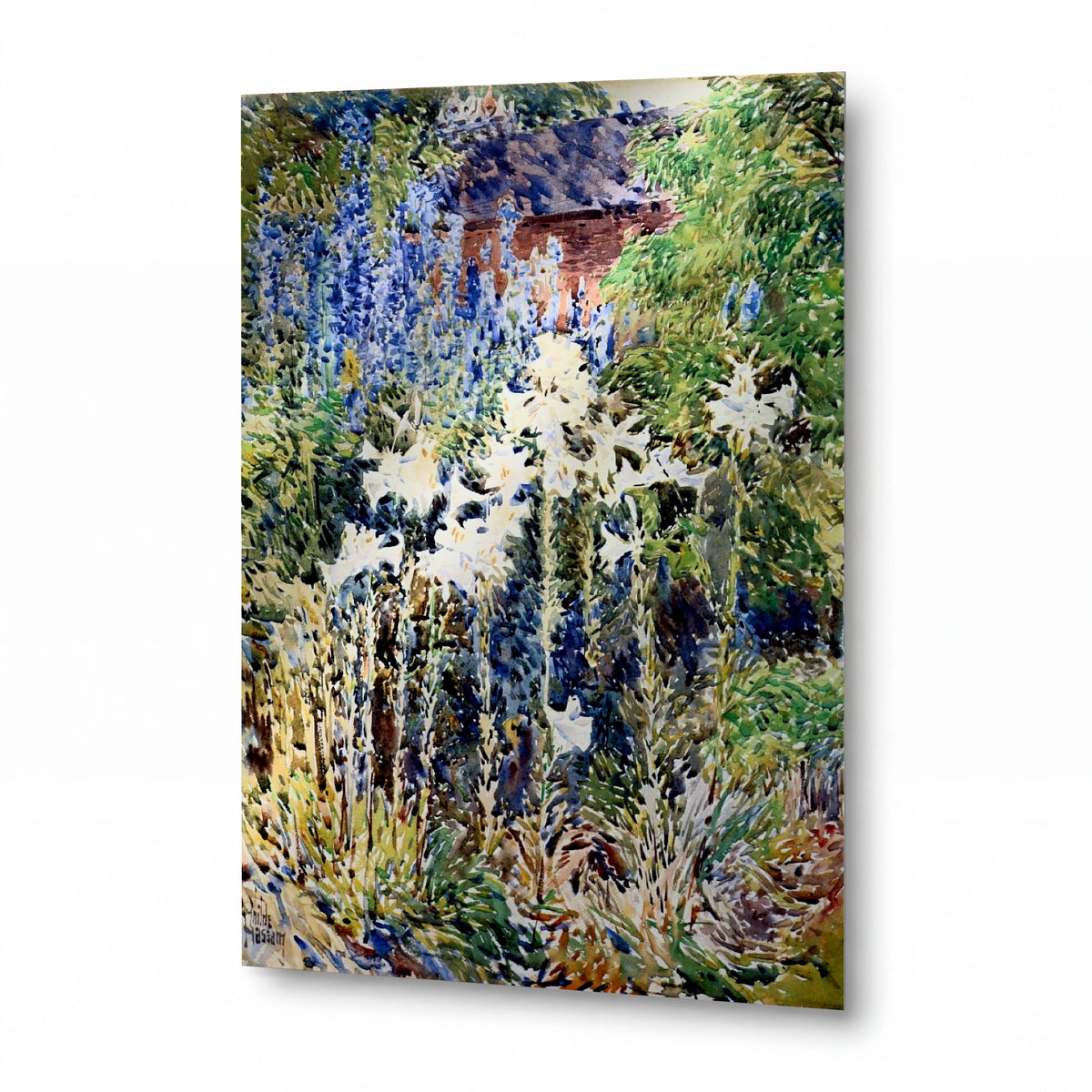 Obraz Frederick Childe Hassam — Flower Garden — lesklý kovový obraz — lesklý kovový obraz