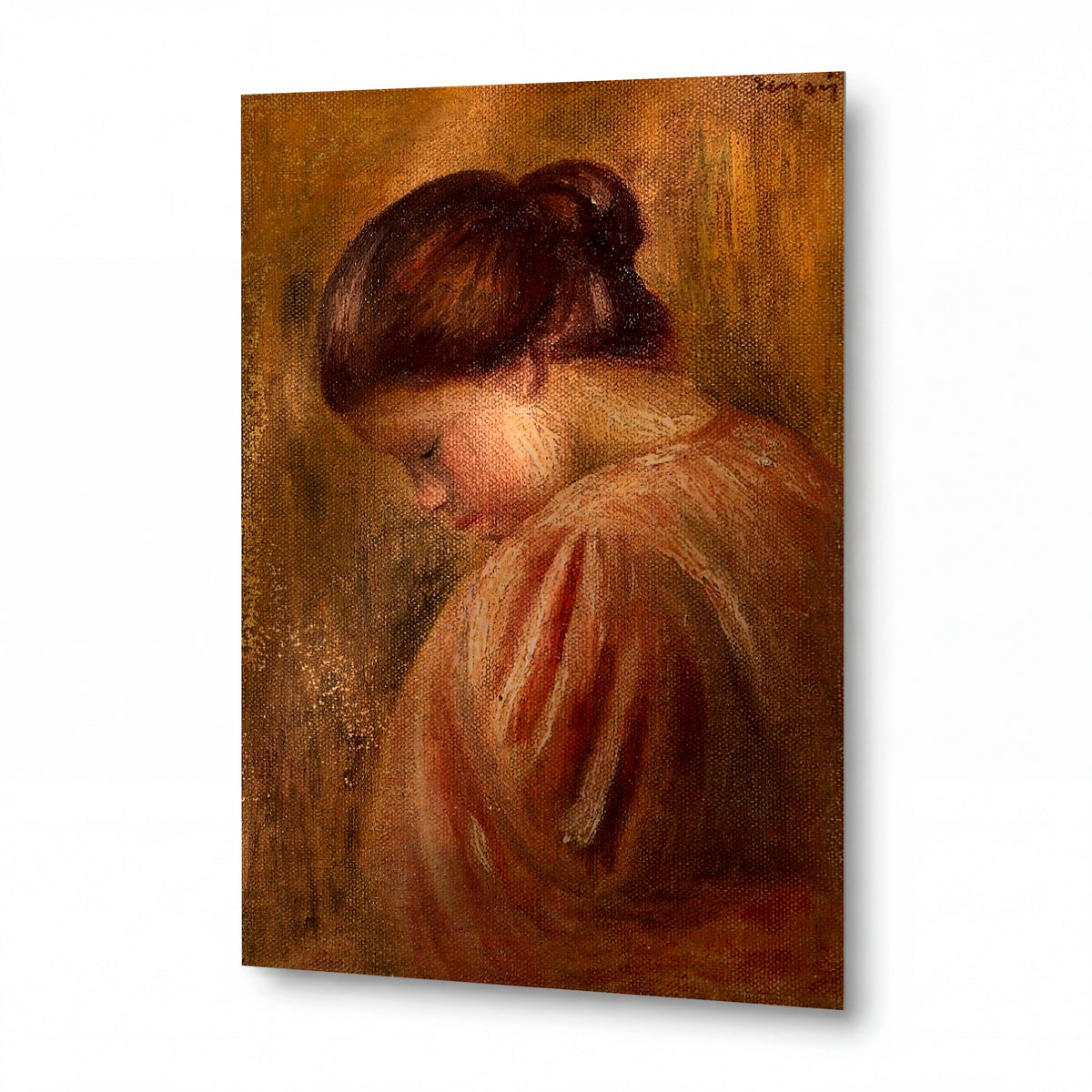 Obraz Renoir — Portrait of a Girl in Red — umělecký kovový obraz s vysokým leskem