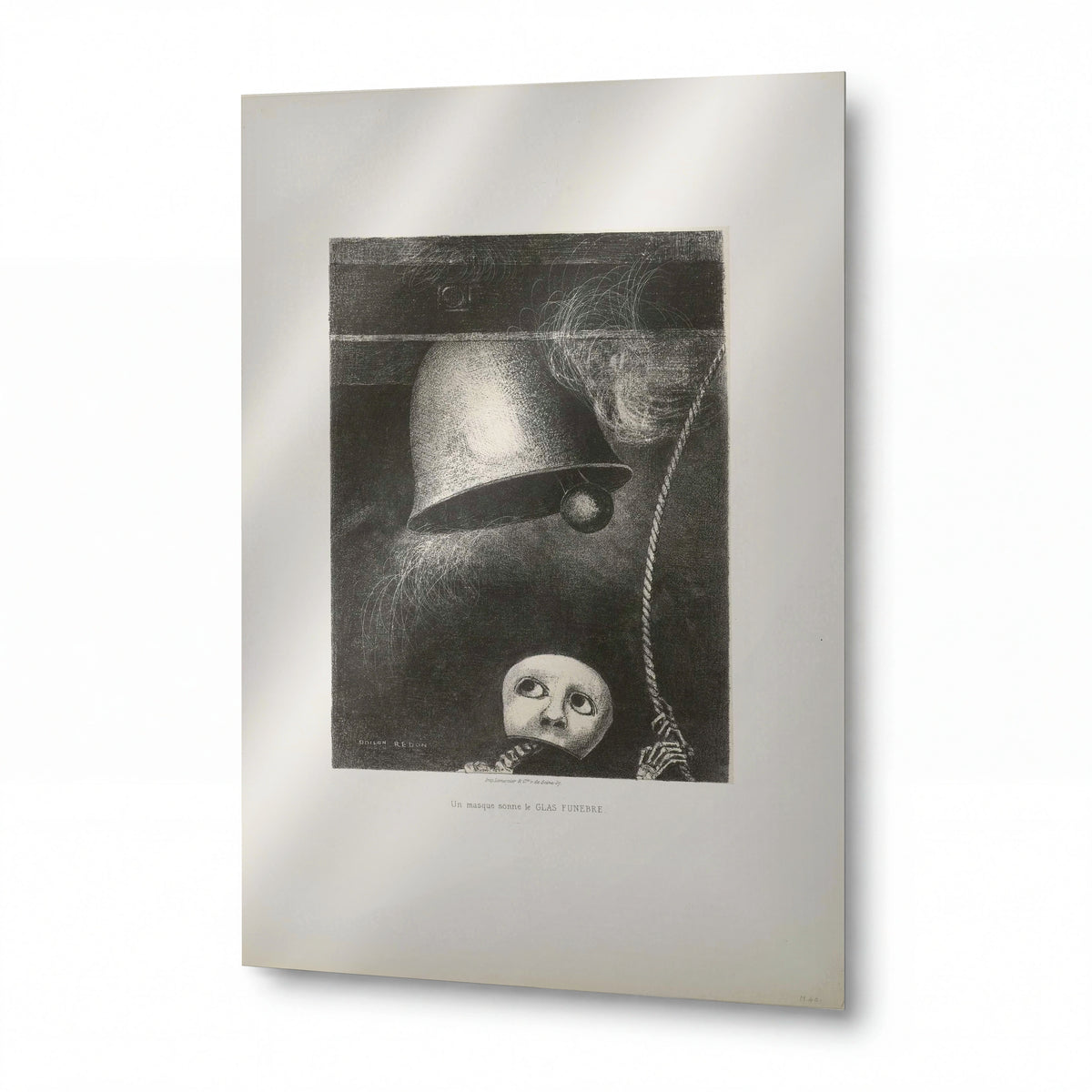 Obraz Odilon Redon — A Mask Sounds the Funeral Knell — hliníkový panel s vysokým leskem — hliníkový panel s vysokým leskem