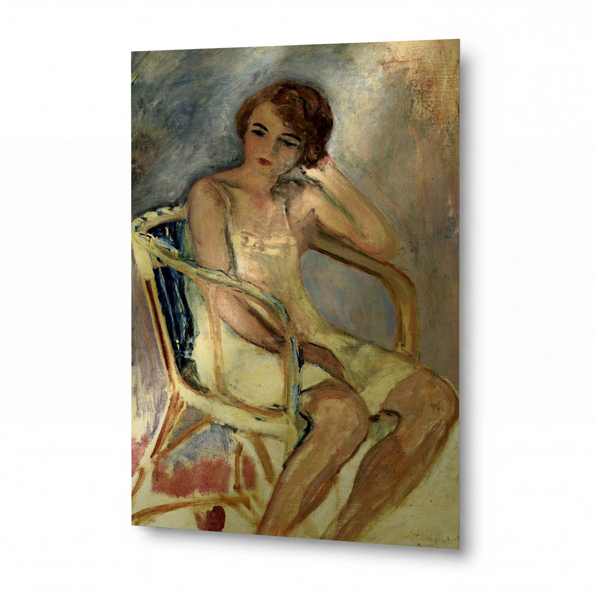 Obraz Henri Lebasque — Young Woman Seated — kovový obraz s vysokým leskem