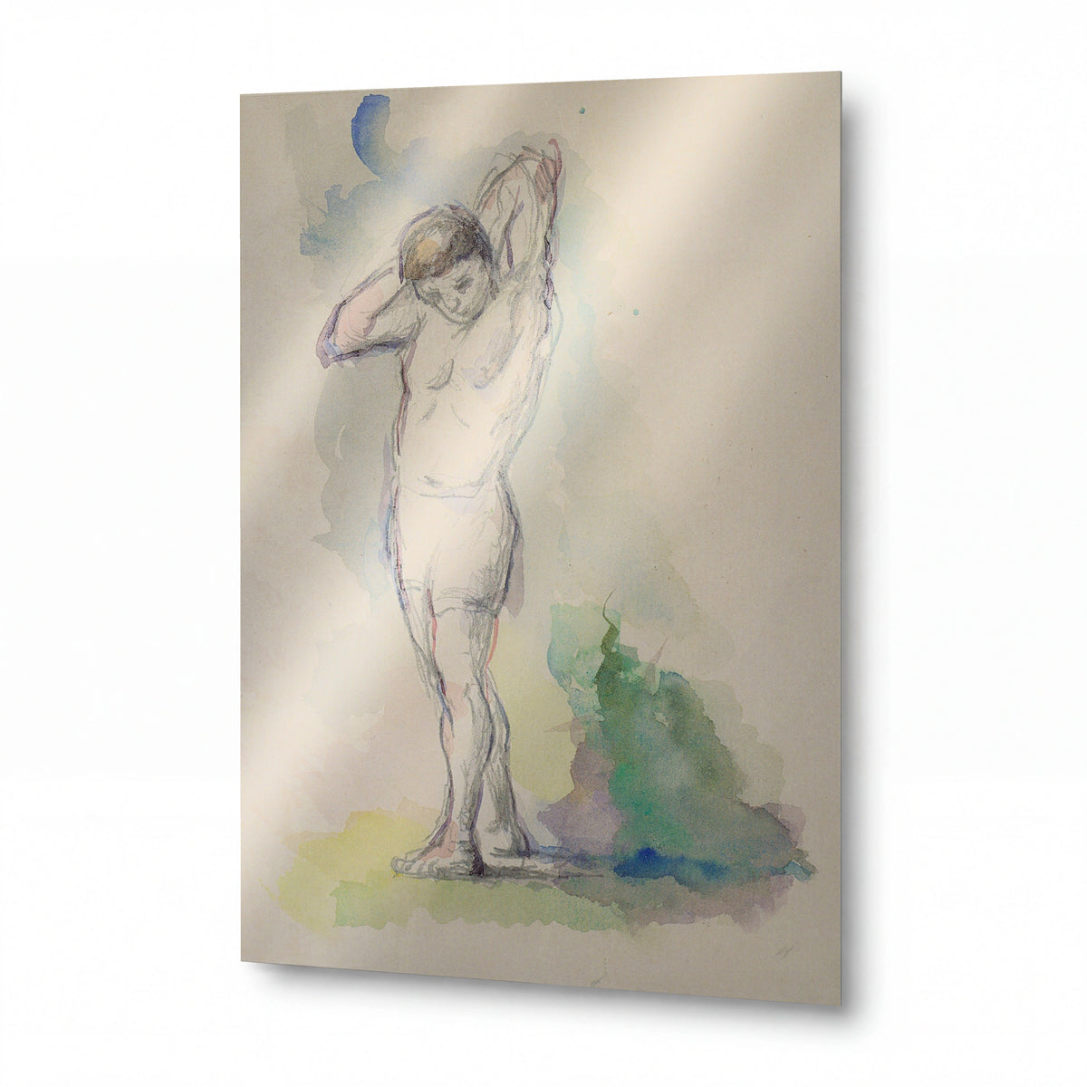 Obraz Paul Cézanne — Standing Bather — umělecký kovový obraz s vysokým leskem