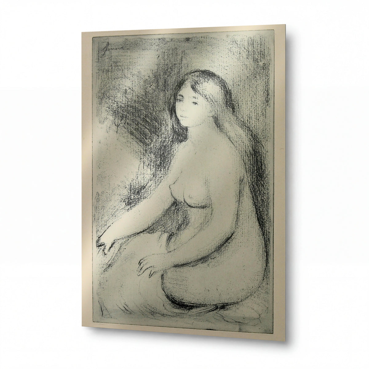 Obraz Pierre Auguste Renoir — Bather Seated — reprodukce na lesklém hliníkovém panelu — reprodukce na lesklém hliníkovém panelu
