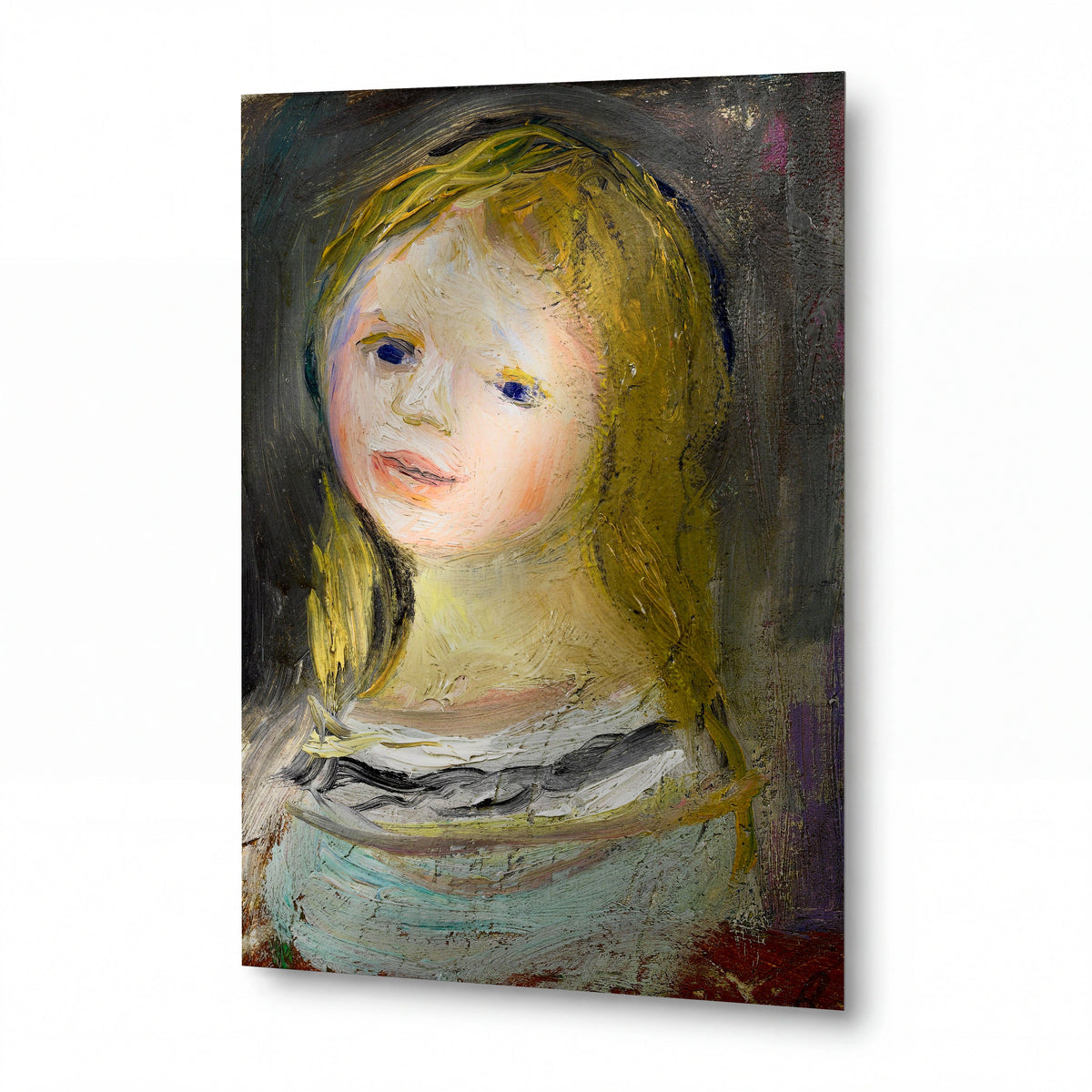 Obraz Pierre-Auguste Renoir — Portrét mladého děvčete — hliníkový panel s vysokým leskem