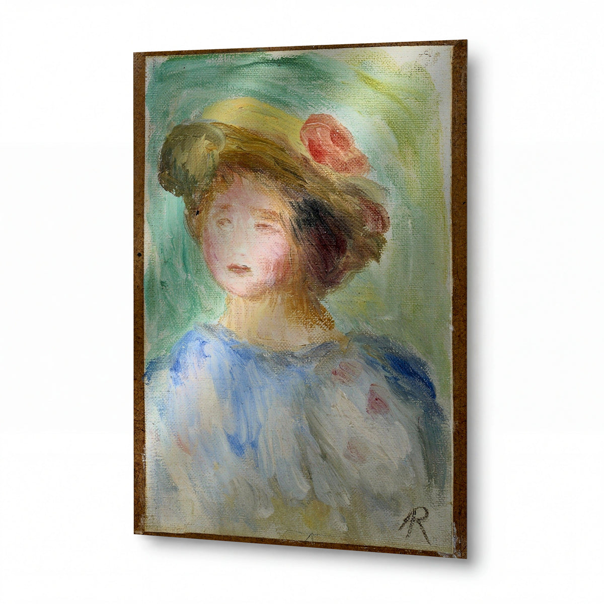 Obraz Pierre-Auguste Renoir — Young Woman in Hat — kovová reprodukce s vysokým leskem