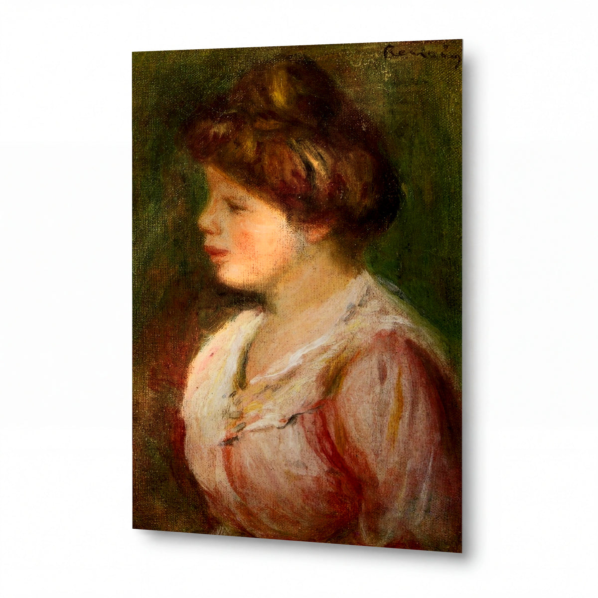 Obraz Pierre-Auguste Renoir — Portrét mladé ženy — lesklý kovový obraz