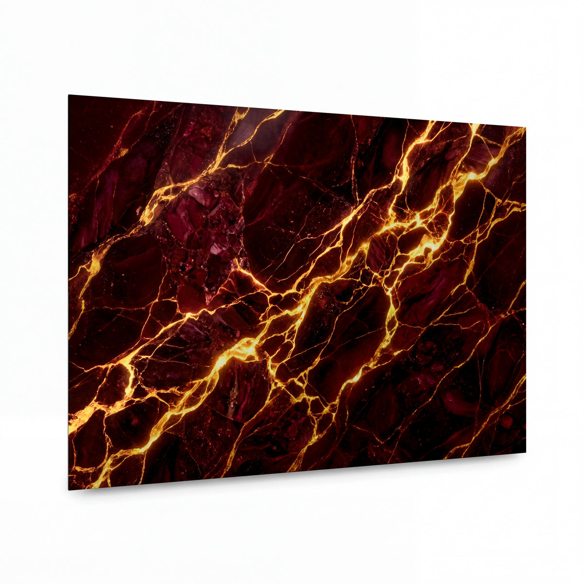 Obraz Žhavé žíly v rubínovém mramoru — prémiový kovový obraz