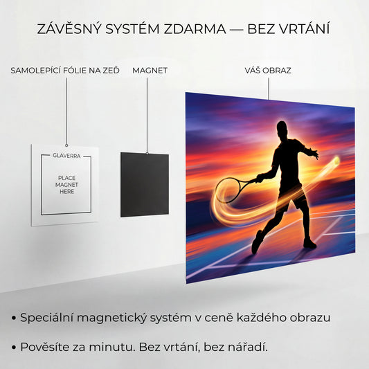 Magnetický systém uchycení kovového obrazu bez vrtání