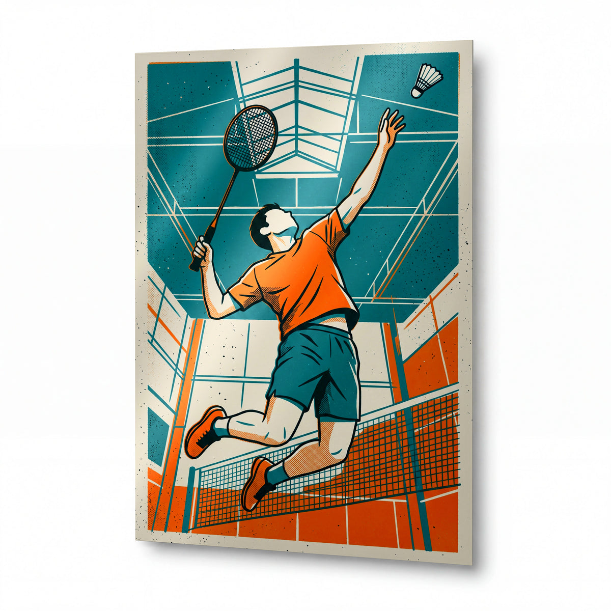 Obraz Badmintonista v okamžiku nebeského smeče — obraz na kovovém panelu