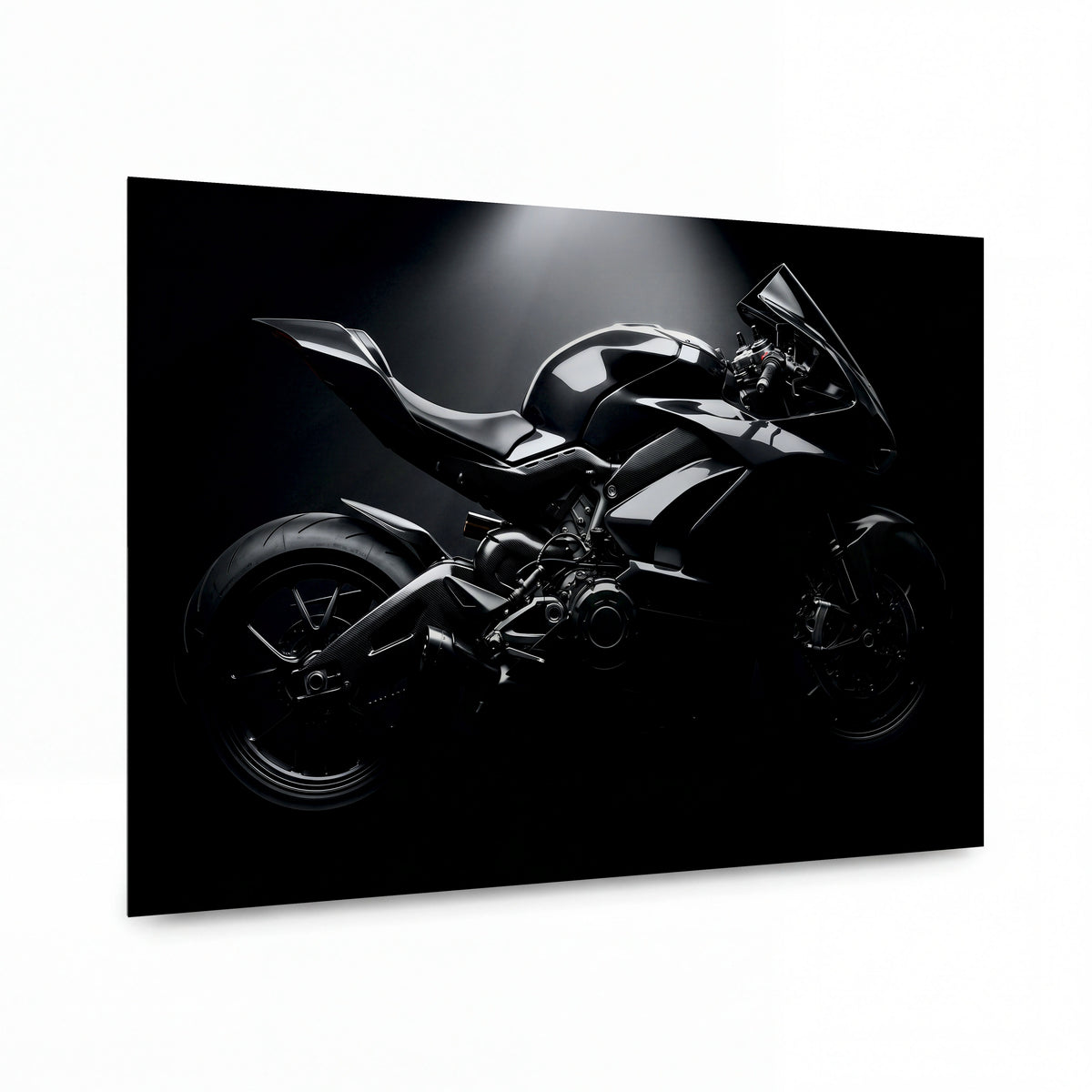 Obraz Stínohra černého titána v dramatickém světle — kovový obraz na hliníkovém panelu s vysokým leskem