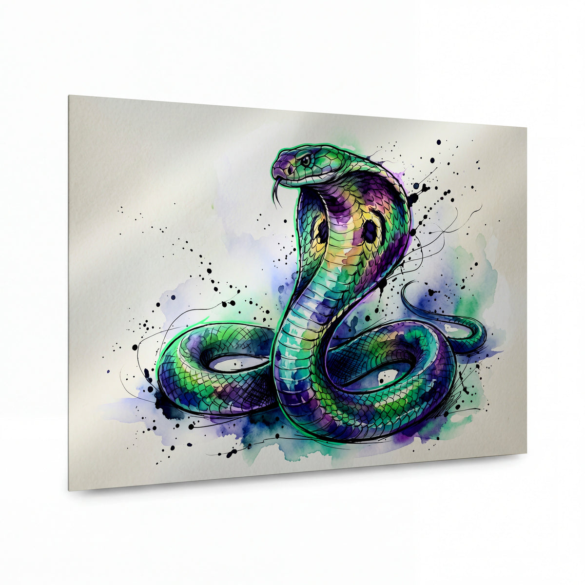 Obraz Kobra v duhových šupinách — luxusní obraz na hliníkovém panelu