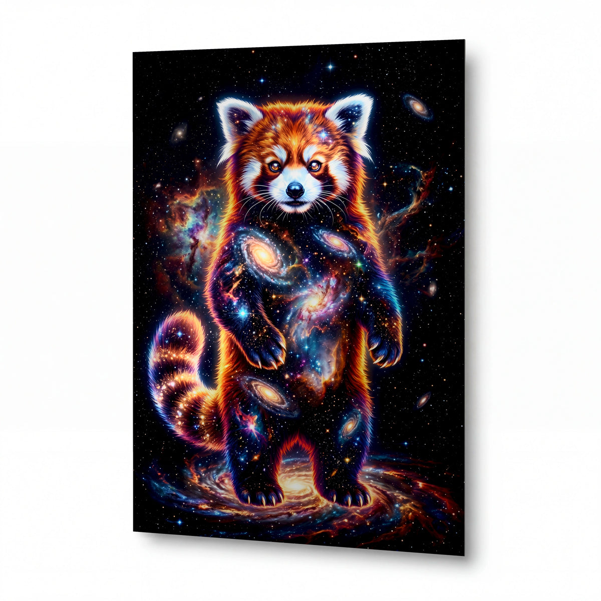 Obraz Kosmická panda v objímání galaxií — luxusní kovový obraz s vysokým leskem