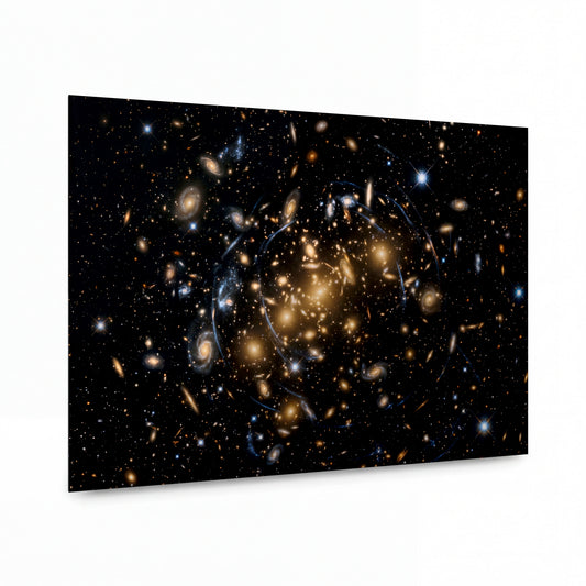Obraz Gravitační čočka rozervané galaxie — kovový obraz na hliníkovém panelu s vysokým leskem