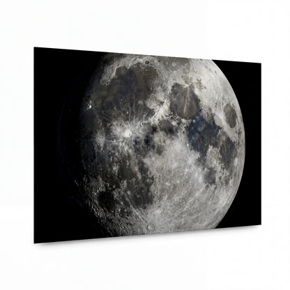 Obraz Měsíc v plné kráse s hlubokými krátery — kovový obraz na hliníkovém panelu s vysokým leskem
