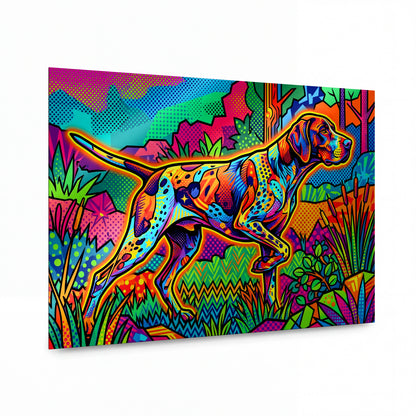 Obraz Ohař v psychedelickém pralese — kovový obraz na hliníkovém panelu s vysokým leskem