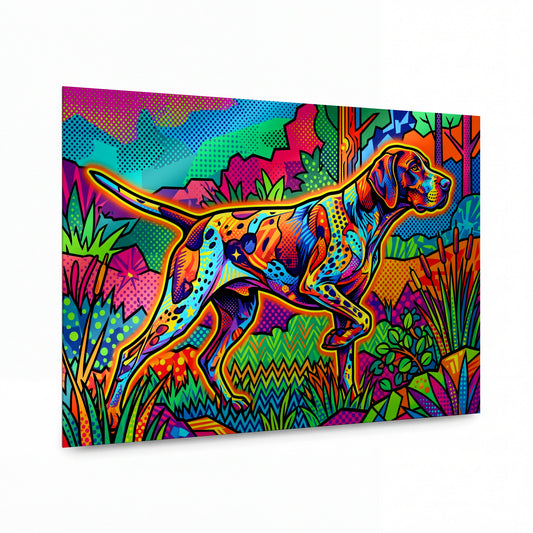 Obraz Ohař v psychedelickém pralese — kovový obraz na hliníkovém panelu s vysokým leskem