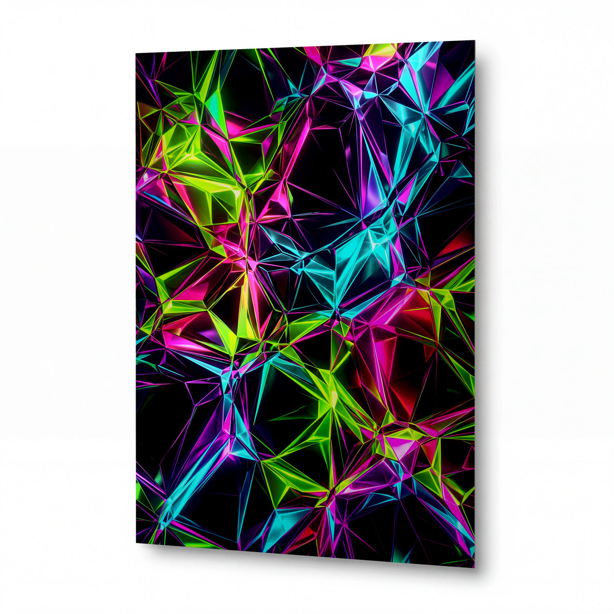 Obraz Neonové krystalické struktury v temnotě — kovový obraz, vysoký lesk