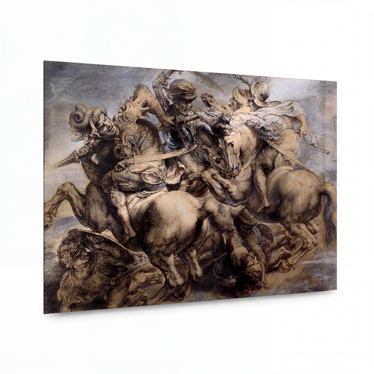 Obraz Leonardo da Vinci — Bitva u Anghiari — reprodukce na lesklém hliníkovém panelu