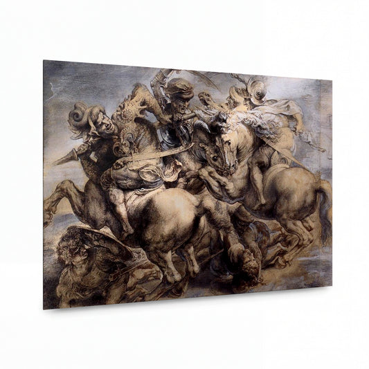 Obraz Leonardo da Vinci — Bitva u Anghiari — reprodukce na lesklém hliníkovém panelu