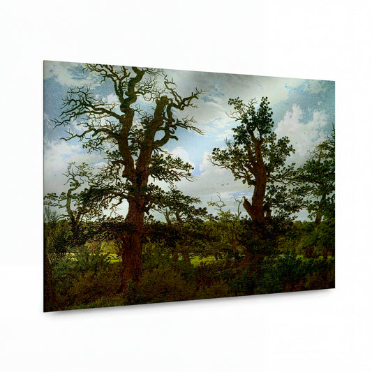 Obraz Caspar David Friedrich — Landscape with Oak Trees and a Hunter — prémiová reprodukce na kovovém panelu