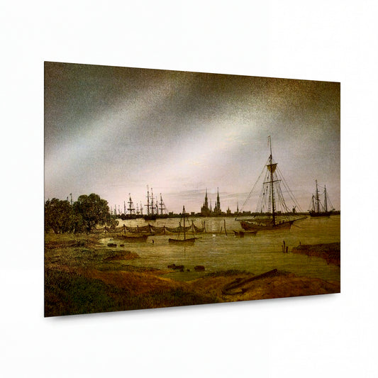 Obraz Caspar David Friedrich — Port by Moonlight — luxusní reprodukce na kovu