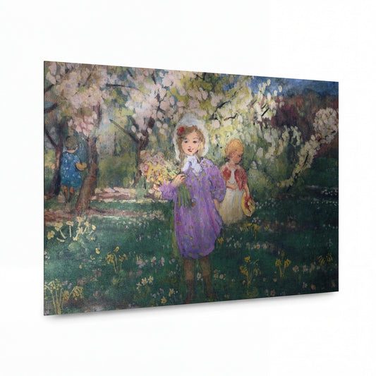 Obraz Henri Lebasque — Children with Spring Flowers — umělecká reprodukce na hliníku — umělecká reprodukce na hliníku