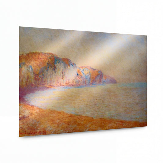 Obraz Claude Monet — Útes v mlze nad klidným mořem — reprodukce na kovovém panelu s vysokým leskem — reprodukce na kovovém panelu s vysokým leskem