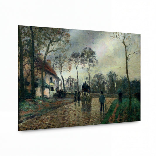 Obraz Camille Pissarro — Diligence at Louveciennes, 1870 — kovový obraz na hliníkovém panelu — kovový obraz na hliníkovém panelu