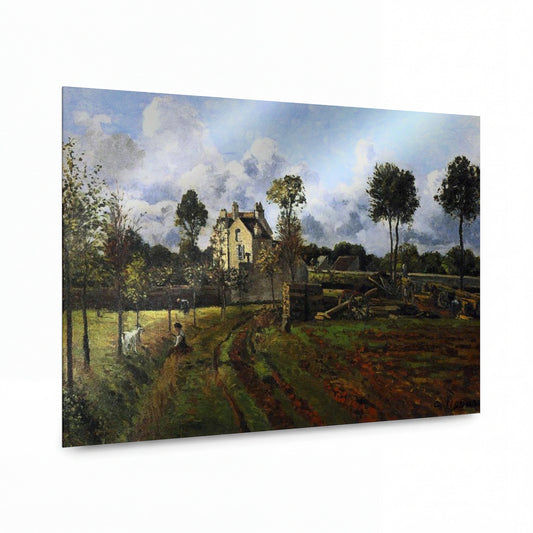 Obraz Camille Pissarro — Landscape at Pontoise, 1873 — hliníkový panel s vysokým leskem — hliníkový panel s vysokým leskem