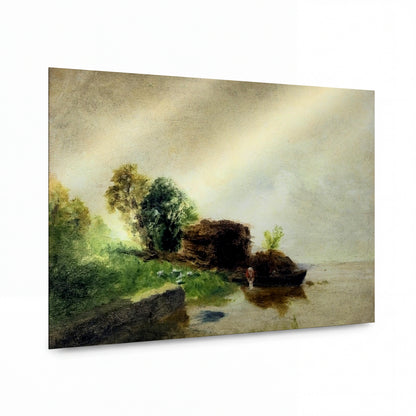 Obraz Camille Pissarro — Pradlena na břehu řeky — hliníkový panel s vysokým leskem — hliníkový panel s vysokým leskem