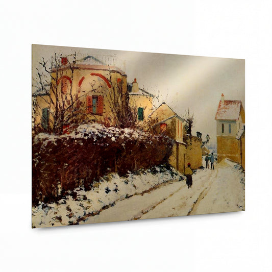 Obraz Camille Pissarro — Rue de la Citadelle, Pontoise — kovový obraz s vysokým leskem — kovový obraz s vysokým leskem