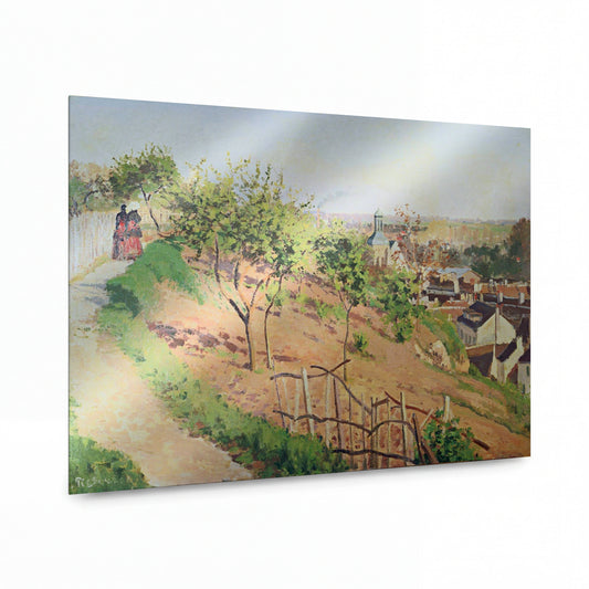 Obraz Camille Pissarro — Ruelle des Poulies at Pontoise — umělecký kovový obraz s vysokým leskem — umělecký kovový obraz s vysokým leskem