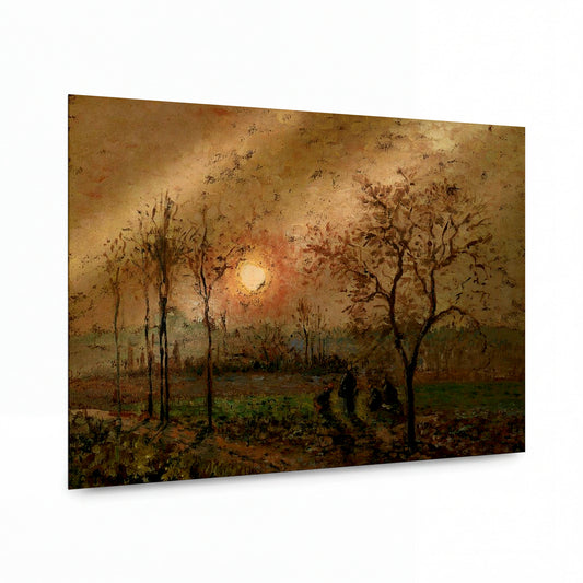 Obraz Camille Pissarro — Sunset — reprodukce na lesklém hliníkovém panelu — reprodukce na lesklém hliníkovém panelu