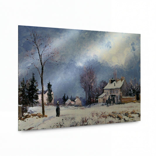 Obraz Camille Pissarro — The Road from Versailles to Saint-Germain at Louveciennes — kovový obraz na hliníkovém panelu — kovový obraz na hliníkovém panelu
