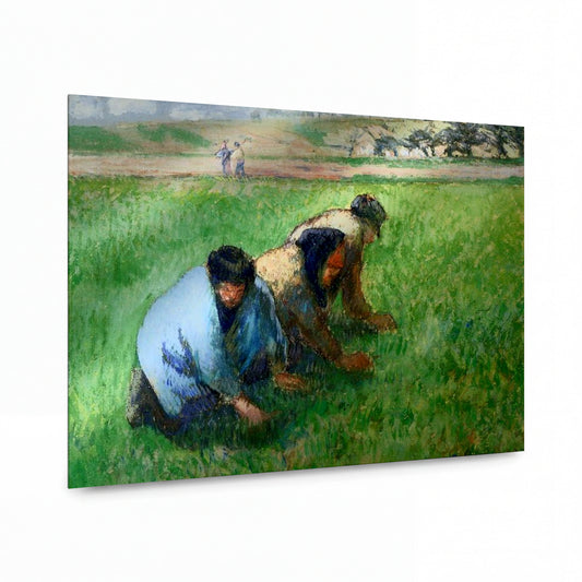 Obraz Camille Pissarro — Weeders — kovová reprodukce s vysokým leskem — kovová reprodukce s vysokým leskem