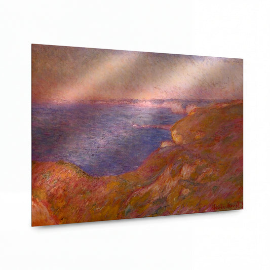 Obraz Claude Monet — Pobřežní útesy v teplém světle — hliníkový panel s vysokým leskem — hliníkový panel s vysokým leskem