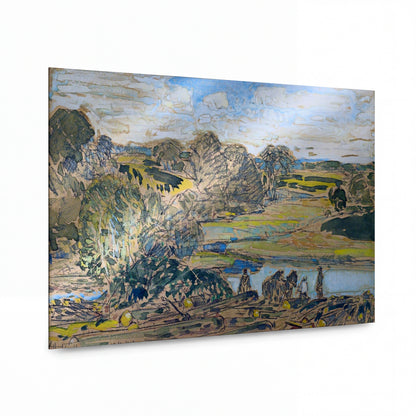 Obraz Frederick Childe Hassam — Extensive Landscape with River — hliníkový panel s vysokým leskem — hliníkový panel s vysokým leskem