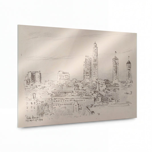 Obraz Frederick Childe Hassam — New York Skyline - Light Buildings, 1918 — hliníkový panel s vysokým leskem