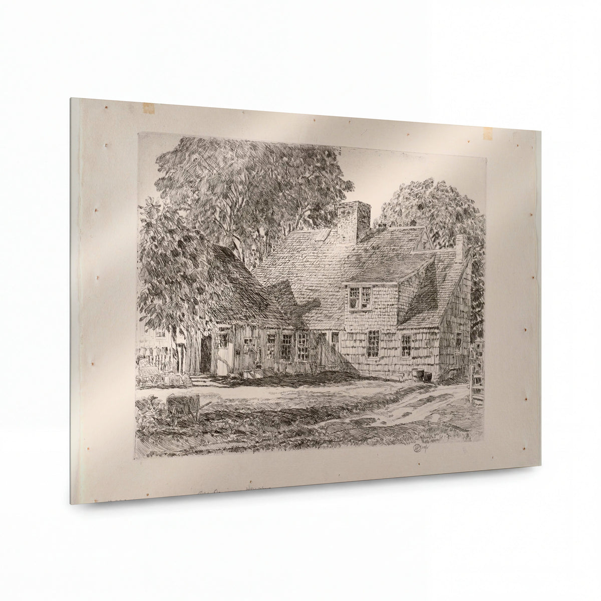 Obraz Frederick Childe Hassam — Old Dominy House, Easthampton — prémiová reprodukce na kovovém panelu — prémiová reprodukce na kovovém panelu